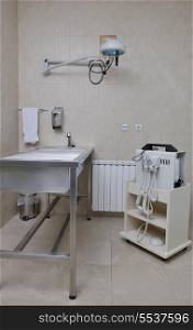 animal and pet surgery hospital room indoor with tools and instruments