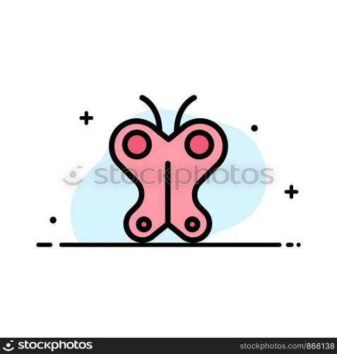 Animal, Butterfly, Easter, Nature Business Flat Line Filled Icon Vector Banner Template