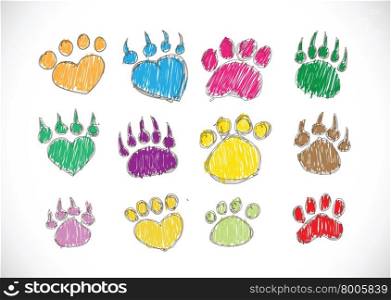 Animal footprints silhouettes