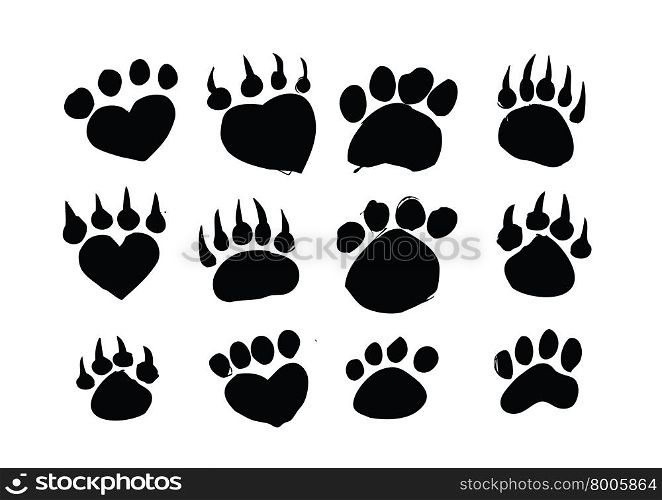 Animal footprints silhouettes