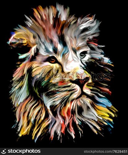 Animal Paint series. Lion&rsquo;s form in colorful paint on subject of imagination, creativity and abstract art.