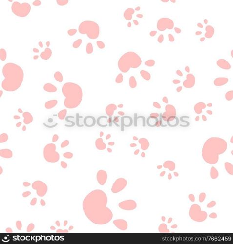 Animal Paw Seamless Pattern Simple Background. Illustration
