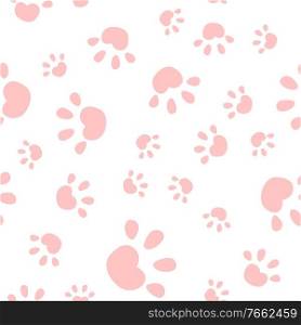 Animal Paw Seamless Pattern Simple Background. Illustration