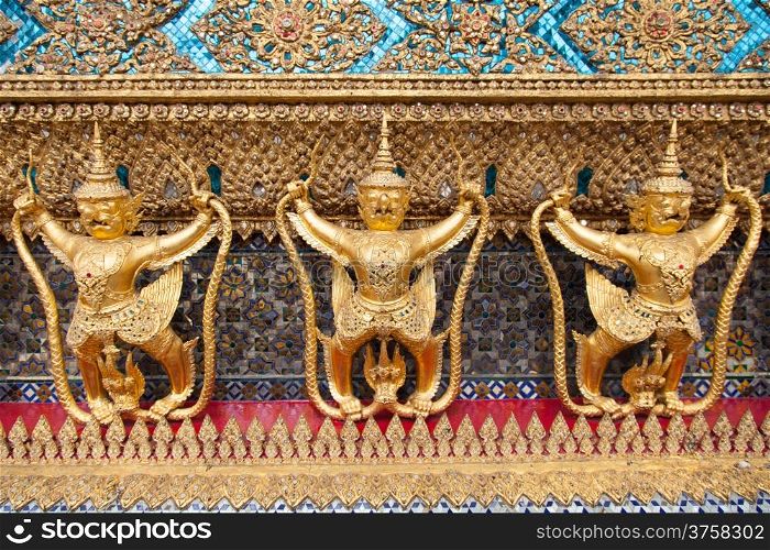 Animals in Thailand stucco literature. With walls of Wat Phra Kaew. The art of Thailand.