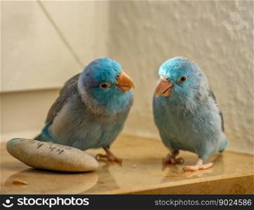 animals passerine parrots blue few