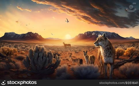 Animals wilderness landscape sky one  created with generative AI