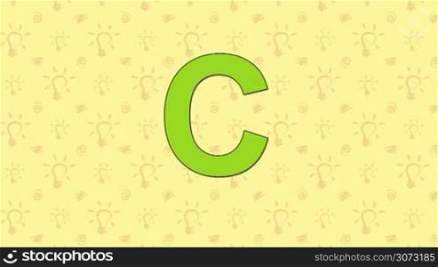 Animated English alphabet. Letter C and word Cheetah. 2D handmade animated.