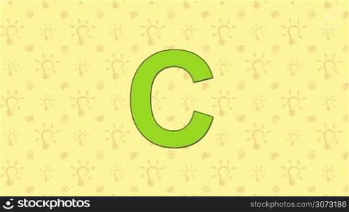 Animated English alphabet. Letter C and word Cockatoo.