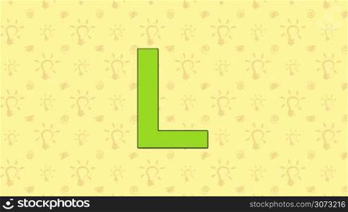 Animated English alphabet. Letter L and word Lizard.