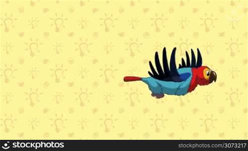 Animated English alphabet. Letter M and word Macaw.