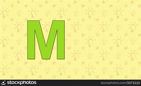 Animated English alphabet. Letter M and word Mouse.