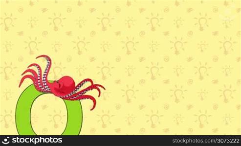 Animated English ZOO alphabet. Letter O and word Octopus.