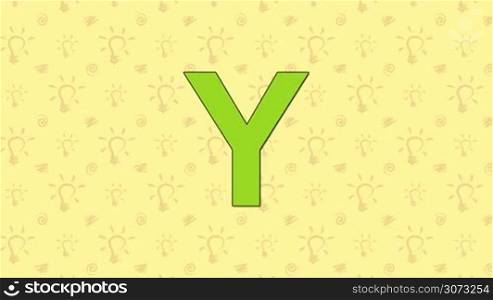 Animated English ZOO alphabet. Letter Y and word Yak.