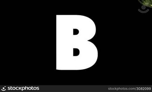 Animated zoological English alphabet. Alpha matte motion graphic. Cartoon Bird in a foreground of a letter B