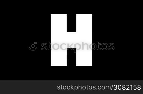 Animated zoological English alphabet. Alpha matte motion graphic. Cartoon Horse in a foreground of a letter H