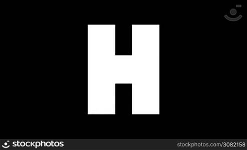 Animated zoological English alphabet. Alpha matte motion graphic. Cartoon Horse in a foreground of a letter H