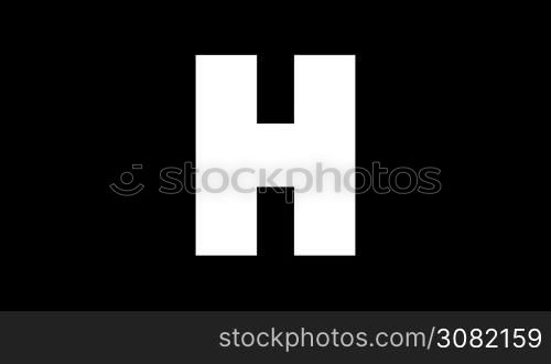 Animated zoological English alphabet. Alpha matte motion graphic. Cartoon Horse in a background of a letter H