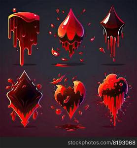 animation blood splash vfx game ai generated. splat drip, splatter red, stain drop animation blood splash vfx game illustration. animation blood splash vfx game ai generated