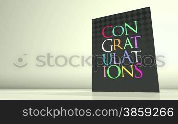 Animation of a greetings card showing a Congratulations message.