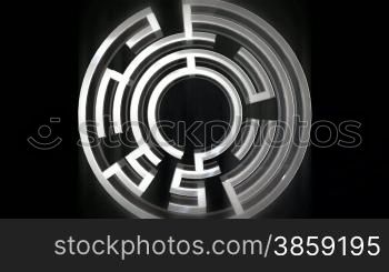 Animation of a path through a circular glass maze