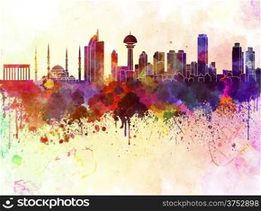 Ankara skyline in watercolor background