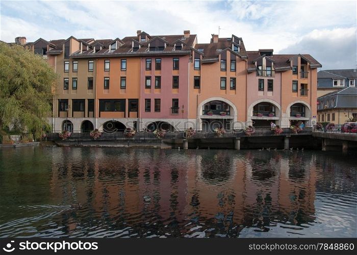 Annecy streets in summer tourist vacation of France Savoie