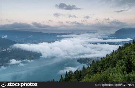 Annecy under sea clouds in summer