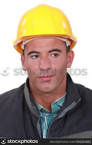 Annoyed construction worker