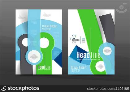 Annual report cover. Geometric abstract background. Brochure, flyer template layout, leaflet