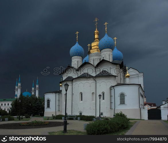 Annunciation Cathedral of the Kazan Kremlin before a storm in Kazan, Tatarstan, Russia.&#xA;