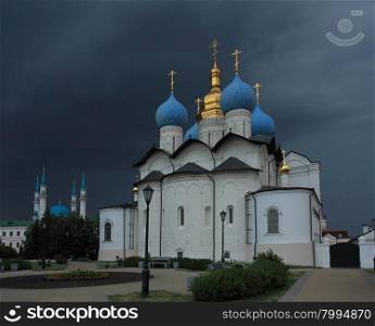 Annunciation Cathedral of the Kazan Kremlin before a storm in Kazan, Tatarstan, Russia.&#xA;