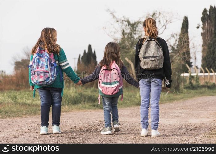 anonymous kids walking school