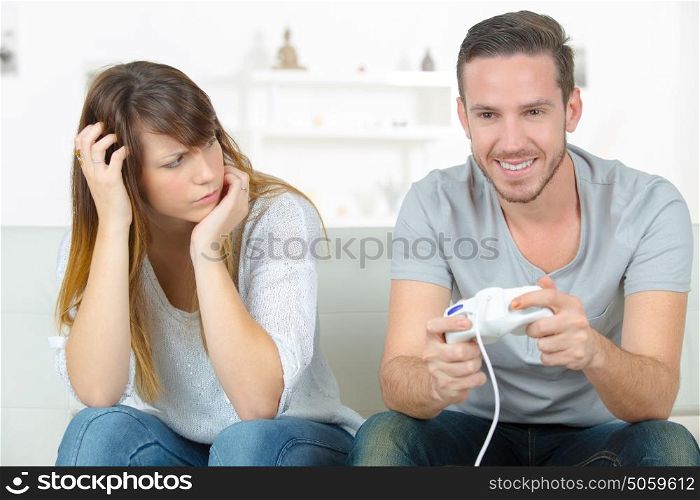 anoyed female because of her gamer boyfriend