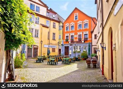 Ansbach. Old town of Ansbach beer garden and street view, Bavaria region of Germany