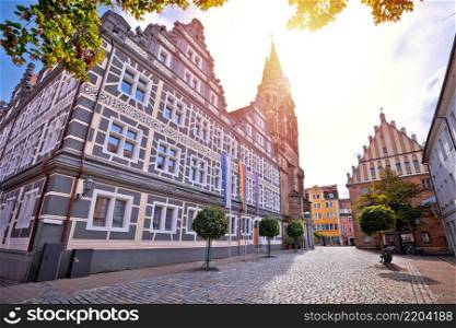 Ansbach. Old town of Ansbach picturesque square and church view, Bavaria region of Germany