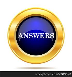 Answers icon. Internet button on white background.