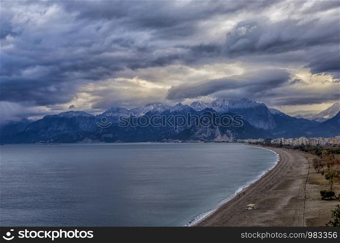 Antalya konyyalti sea and mountains landscape in Turkey