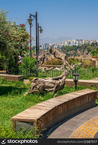 Antalya, Turkey 19.07.2021. Karaalioglu Park West Observation Terrace in Antalya, Turkey, on a sunny summer day. West Observation Terrace in Antalya, Turkey