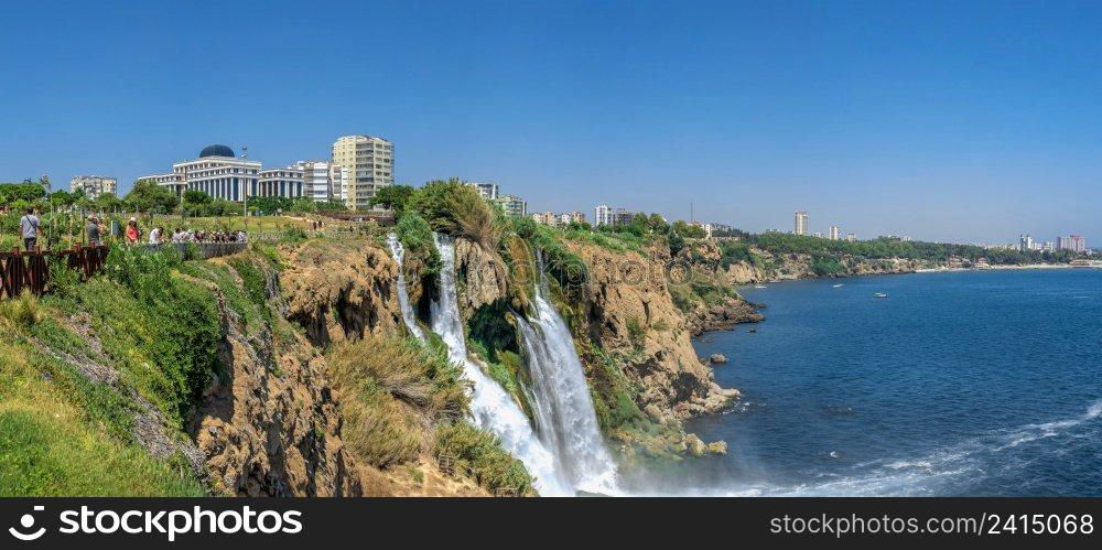 Antalya, Turkey 19.07.2021. Lower Duden waterfalls or Lara waterfall in Antalya, Turkey, on a sunny summer day. Duden waterfalls in Antalya, Turkey