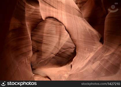Antelope Canyon carved out of the sandstone rock in Arizona.