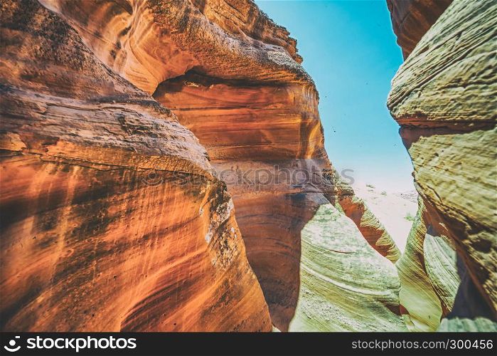 Antelope Canyon with plain sunlight, external part.