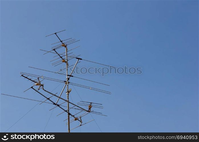 Antenna stand in the clear sky.