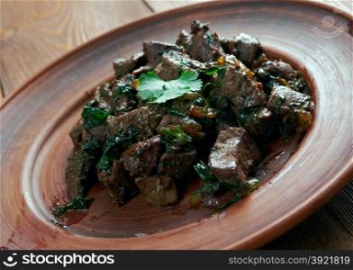 Antep kavurma - Appetizer beef liver.Turkish cuisine