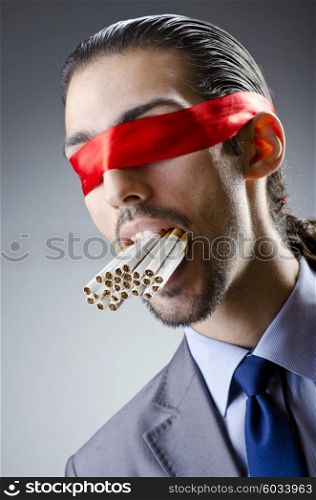 Anti smoking concept with man