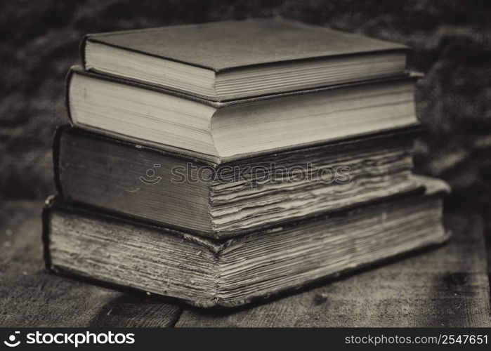 Antique books in retro syle effect setting