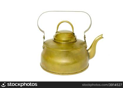 Antique brass pot Isolated white background