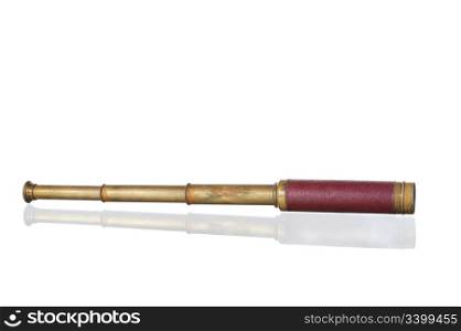 antique brass telescope. Isolated on white background