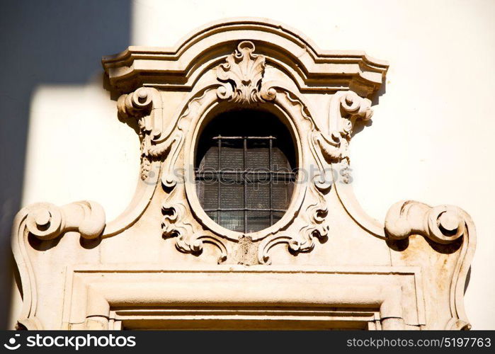 antique contruction in italy europe marble and rose window the wall