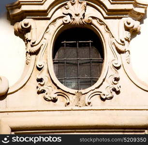 antique contruction in italy europe marble and rose window the wall