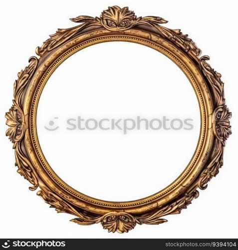 antique golden frame isolated on white background. for print, website, poster, banner, logo, celebration